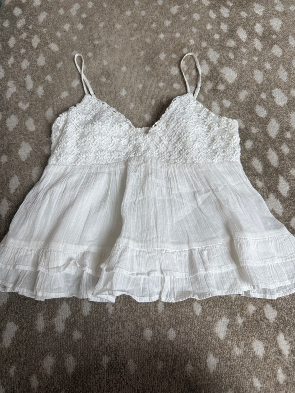 Aeropostale White Lace-Embroidered Spaghetti Strap Camisole